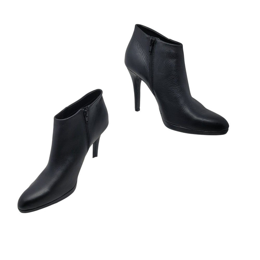 Levity Black Womens 9.5‎ Silver Stiletto Leather Ankle Booties City Cocktail